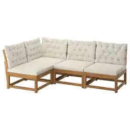 IKEA NÄmmarÖ 3-seters hjørnesofa modulær, utendørs lys brunbeiset/kuddarna lys grå-beige tilbud