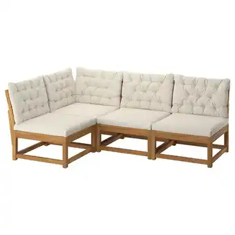 IKEA NÄmmarÖ 3-seters hjørnesofa modulær, utendørs lys brunbeiset/kuddarna lys grå-beige tilbud