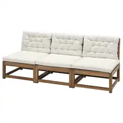 IKEA NÄmmarÖ 3-seters modulsofa, utendørs, lys brunbeiset/kuddarna lys gråbeige tilbud
