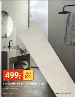Montér BADEROMSPLATE BETONG BROOKLYN SLETT, NOK 499 tilbud
