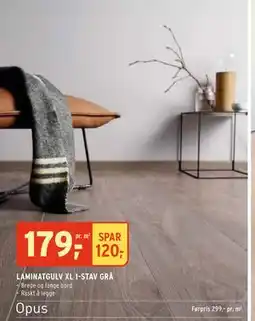 Montér LAMINATGULV XL 1-STAV GRÅ, NOK 179 tilbud