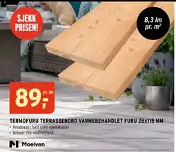 Montér TERMOFURU TERRASSEBORD VARMEBEHANDLET FURU 26x115 MM, NOK 89 tilbud