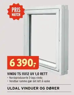 Montér VINDU TS 11X12 UV 1,0 RETT, NOK 6390 tilbud