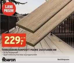 Montér TERRASSEBORD KOMPOSITT PRAIRIE 24x137x4880 MM, NOK 229 tilbud