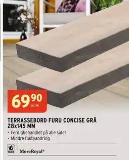 Montér TERRASSEBORD FURU CONCISE GRÅ 28x145 MM, NOK 69.9 tilbud