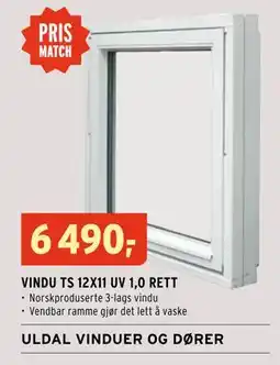 Montér VINDU TS 12X11 UV 1,0 RETT, NOK 6490 tilbud