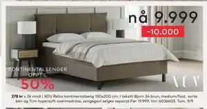 Skeidar Relax kontinentalseng, NOK 9999 tilbud