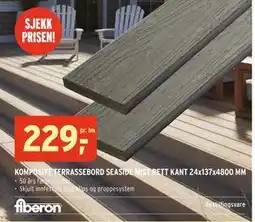 Montér KOMPOSITT TERRASSEBORD SEASIDE MIST RETT KANT 24x137x4800 MM, NOK 229 tilbud