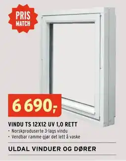 Montér VINDU TS 12X12 UV 1,0 RETT, NOK 6690 tilbud