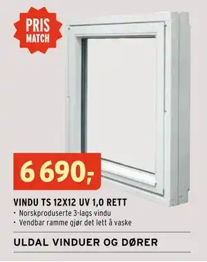 Montér VINDU TS 12X12 UV 1,0 RETT, NOK 6690 tilbud