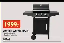 Montér GASSGRILL SUNBURY 3 SVART, NOK 1999 tilbud