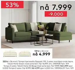 Skeidar Tempo hjørnesofa, NOK 9000 tilbud
