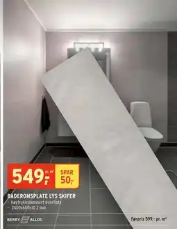 Montér BADEROMSPLATE LYS SKIFER, NOK 549 tilbud