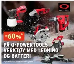 Montér 60% PÅ Q-POWERTOOLS VERKTØY MED LEDNING OG BATTERI tilbud