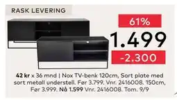 Skeidar Nox TV-benk 120cm tilbud