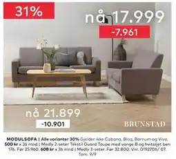 Skeidar MODULSOFA, NOK 17999 tilbud
