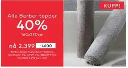 Skeidar Berber teppe, NOK 2399 tilbud