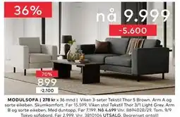 Skeidar Viken 3-seter Tekstil Thor 5 Brown, NOK 9999 tilbud