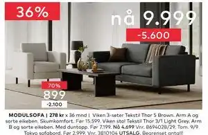 Skeidar Viken 3-seter Tekstil Thor 5 Brown, NOK 9999 tilbud