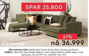 Skeidar Paso Doble Night U-sofa, NOK 36999 tilbud
