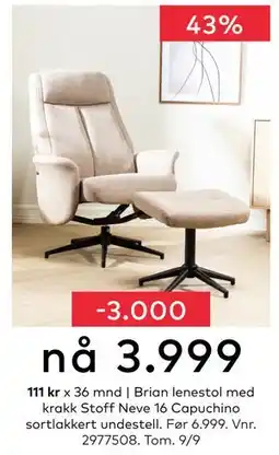 Skeidar Brian lenestol med krakk, NOK 3999 tilbud