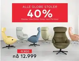 Skeidar ALLE GLOBE STOLER tilbud