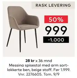 Skeidar Messina spisestol, NOK 999 tilbud