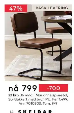 Skeidar Marianne spisestol, NOK 799 tilbud
