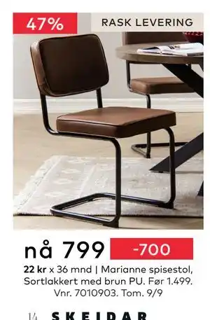 Skeidar Marianne spisestol, NOK 799 tilbud