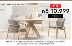 Skeidar Guest spisebord, Ø120 cm, Medlemspris tilbud