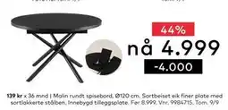 Skeidar Malin rundt spisebord, NOK 4999 tilbud