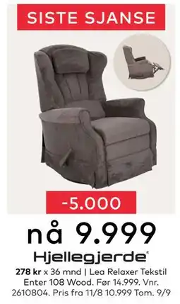 Skeidar Lea Relaxer, NOK 9999 tilbud