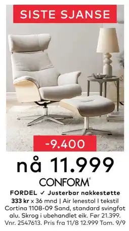 Skeidar Air lenestol, NOK 11999 tilbud