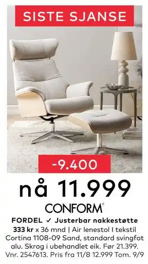 Skeidar Air lenestol, NOK 11999 tilbud