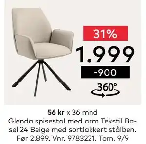 Skeidar Glenda spisestol, NOK 1999 tilbud