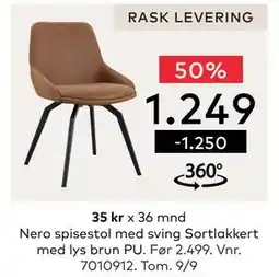 Skeidar Nero spisestol, NOK 1249 tilbud