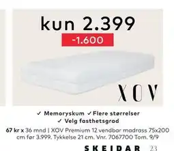 Skeidar Premium 12 vendbar madrass, NOK 2399 tilbud