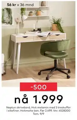 Skeidar Neptun skrivebord, NOK 1999 tilbud