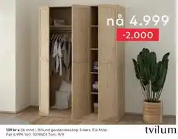 Skeidar Billund garderobeskap 3 dørs, NOK 4999 tilbud