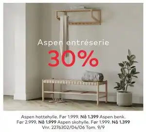 Skeidar Aspen hattehylle, NOK 1399 tilbud