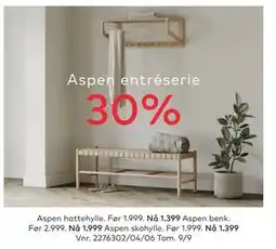 Skeidar Aspen skohylle, NOK 1399 tilbud