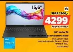 POWER 15,6 bærbar PC, NOK 4299 tilbud