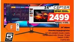 POWER 34 skjerm, NOK 2499 tilbud