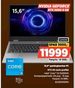 POWER 15,6 gamingbærbar PC, NOK 11999 tilbud