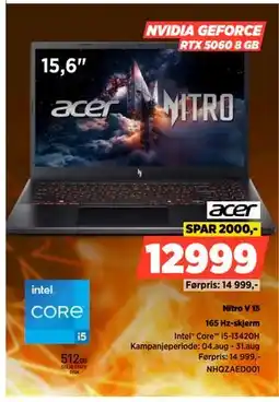 POWER Nitro V 15, NOK 12999 tilbud