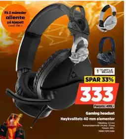 POWER Gaming headset, NOK 333 tilbud