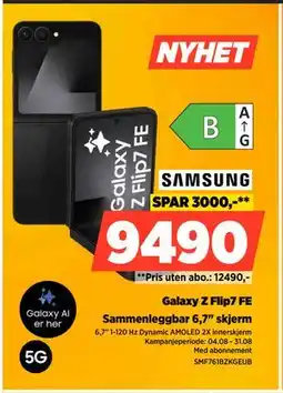 POWER Galaxy Z Flip7 FE, NOK 9490 tilbud