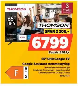 POWER 65 UHD Google TV, NOK 6799 tilbud