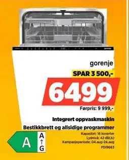 POWER Integrert oppvaskmaskin, NOK 6499 tilbud