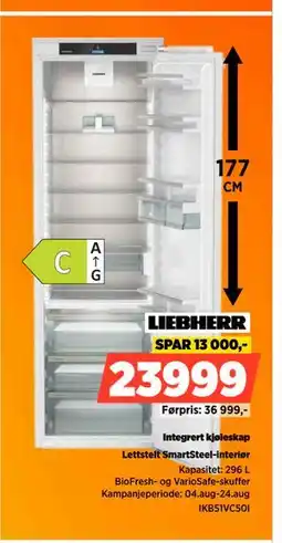 POWER Integrert kjøleskap, NOK 23999 tilbud